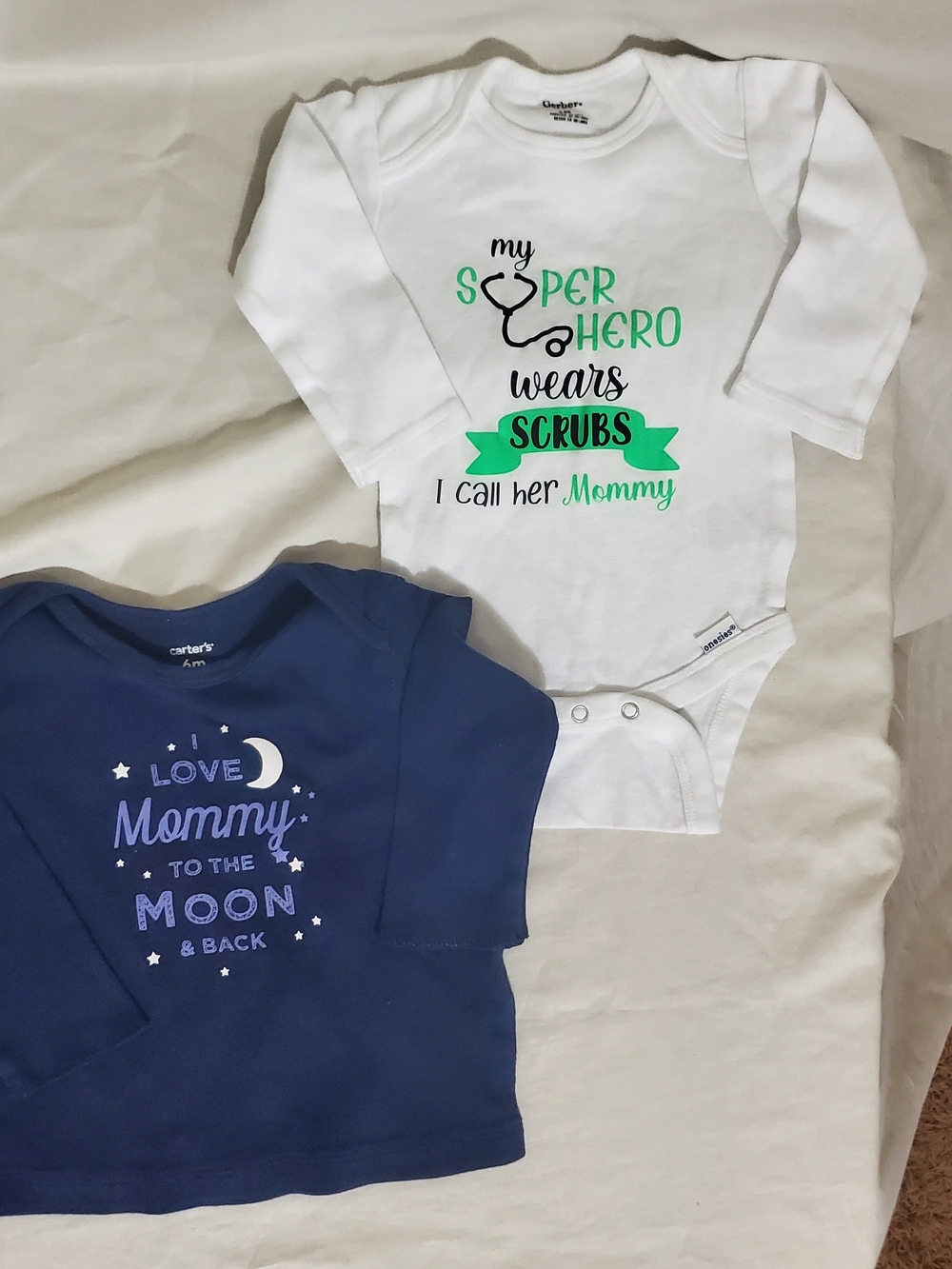 Carter's White 'My Superhero Wears Scrubs' Long-Sleeve Baby Bodysuit